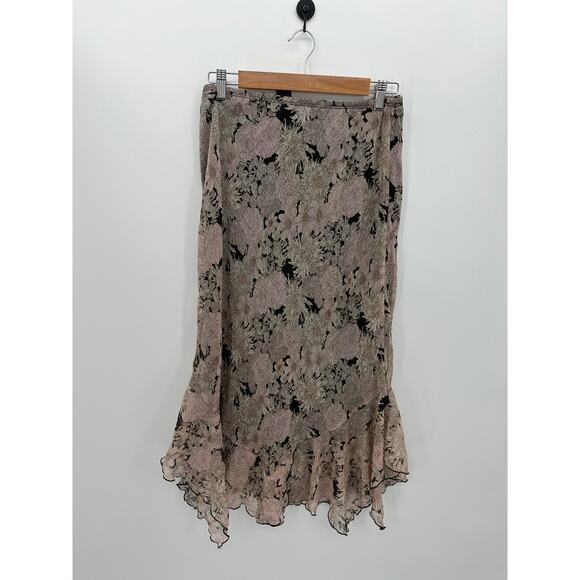 B. Moss Y2K Midi Skirt Some 6 Floral Fairy Ruffle Whimsigoth Grunge Dainty - Picture 2 of 6